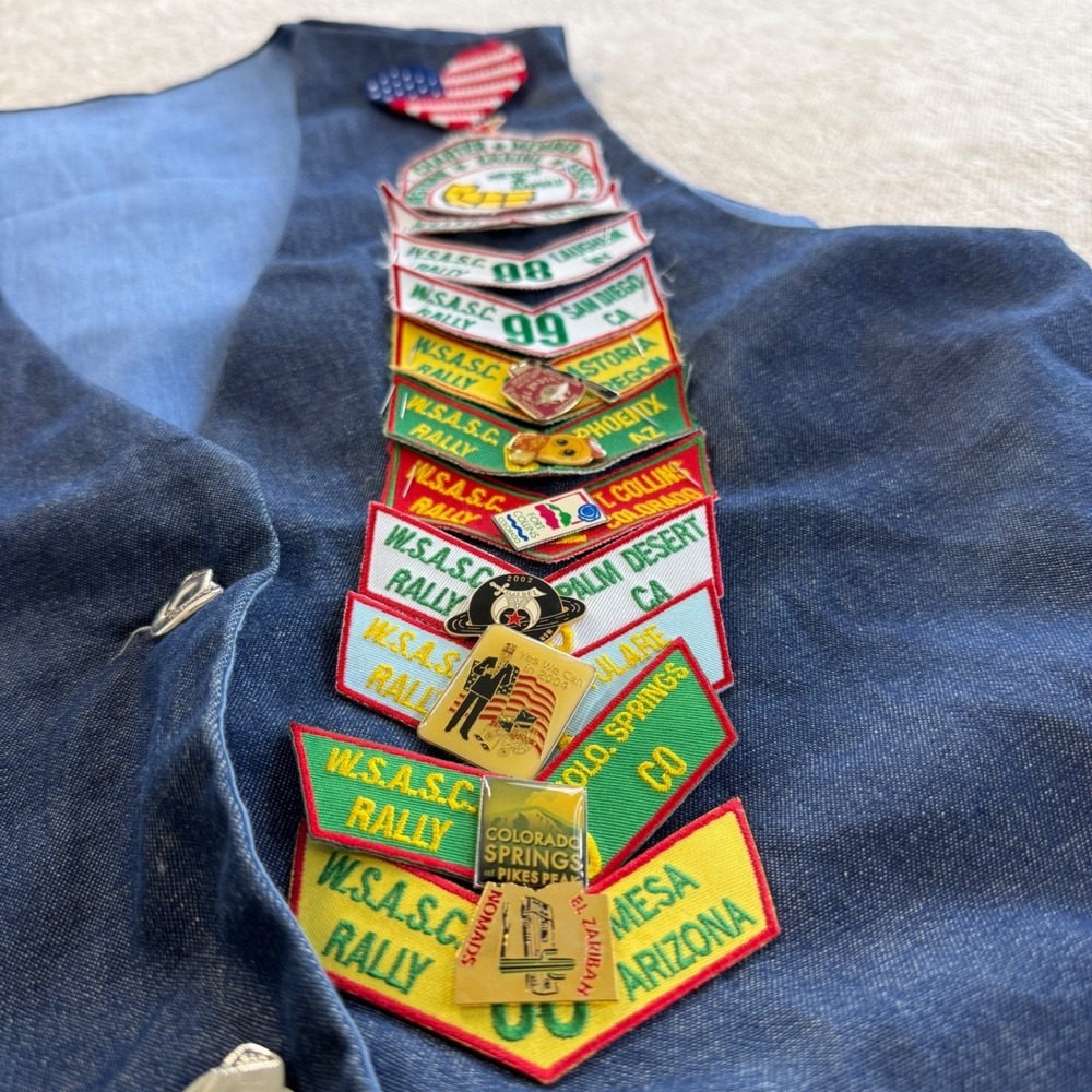 Vintage cotton handmade 90s Shriners Masonic Vest MSASC Rally Patches Pins 1997+